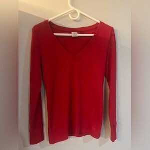 Vintage y2k PINK  Victoria's Secret Red Long Sleeve V-Neck Top